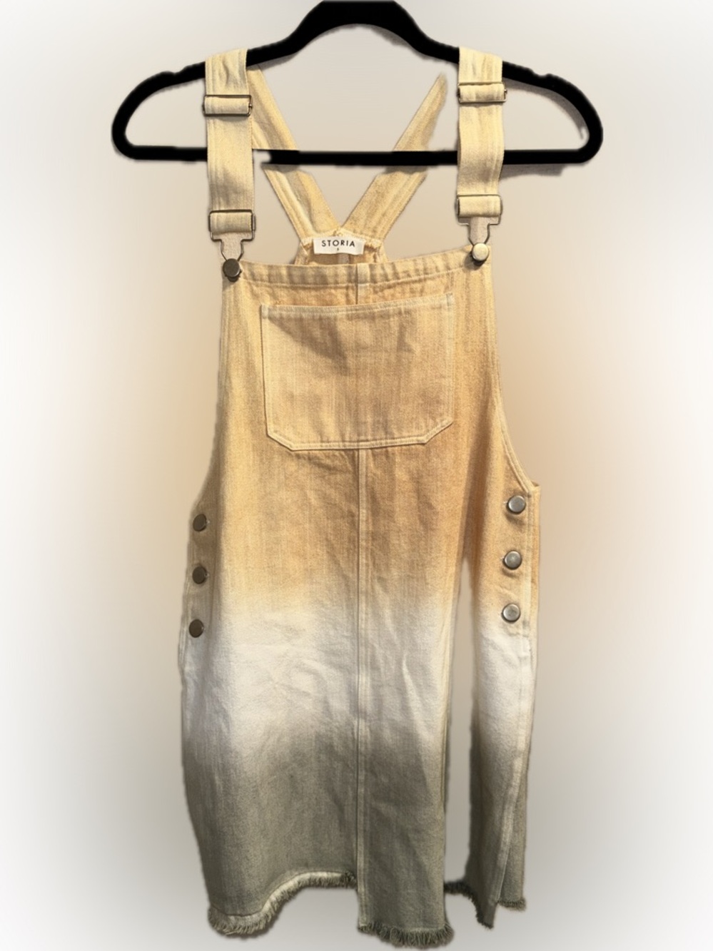 Storia Ombre Denim Overall Dress Small Raw Hem